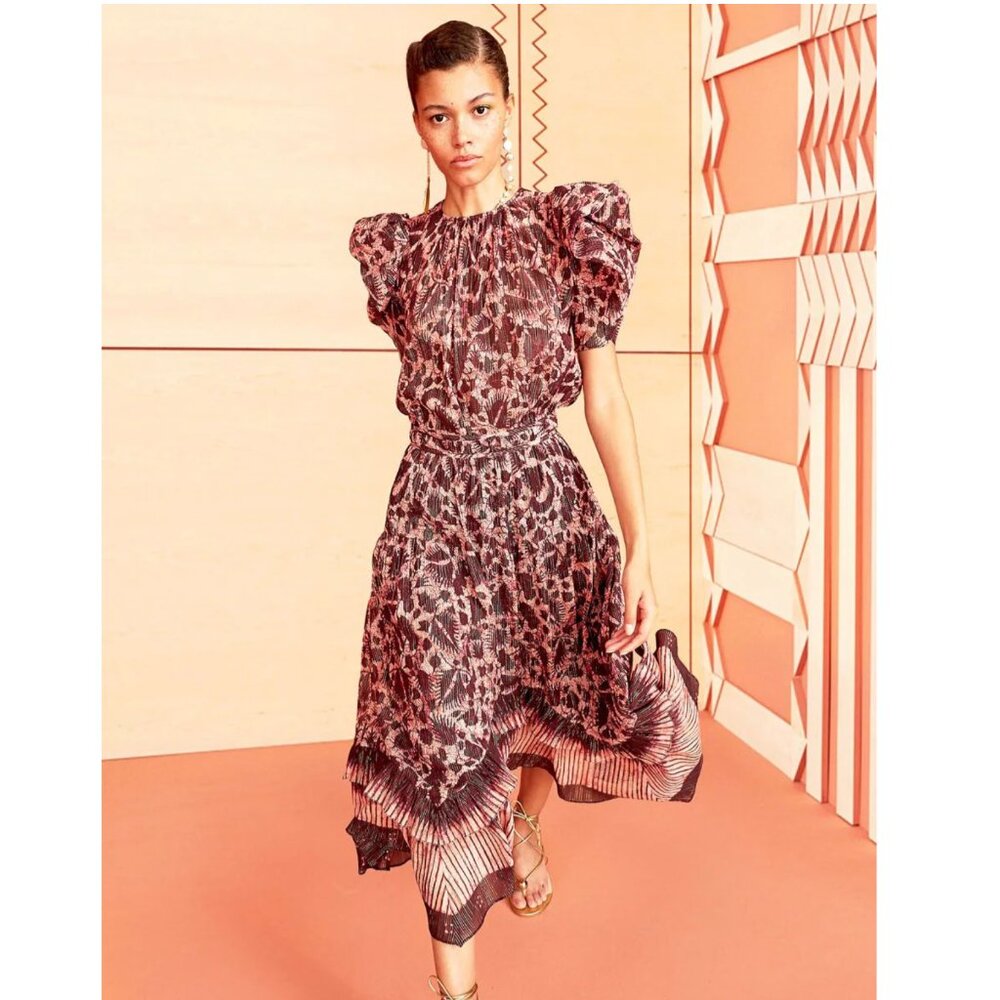 ULLA JOHNSON - Merisa Midi Skirt Bordeaux - Size 12